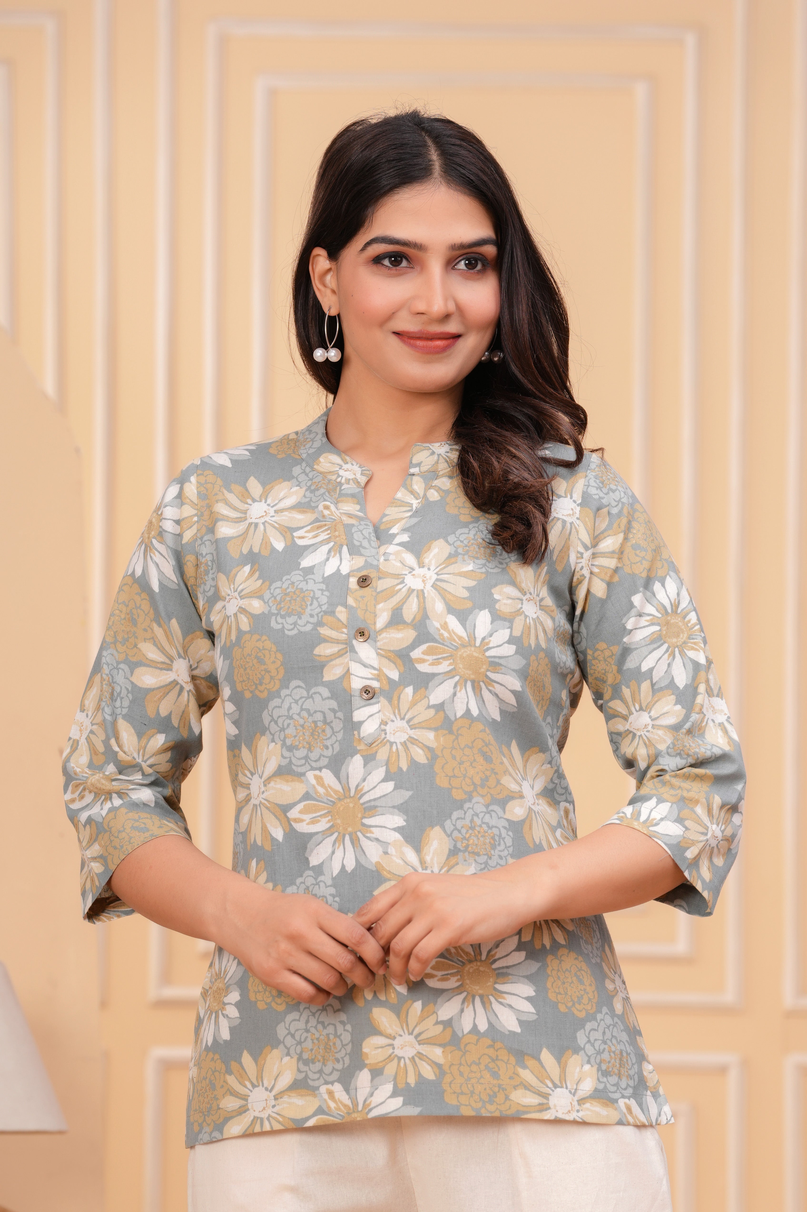 Printed Linen Short Kurti